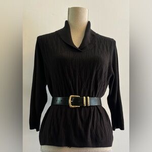 ALIA Petites Black Super Soft cableknit Sweater LARGE